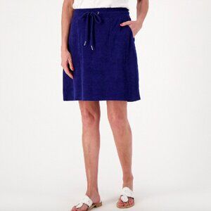 Belle Beach by Kim Gravel Poolside Terry Drawstring Short Skirt ,Navy Sz 5X a602